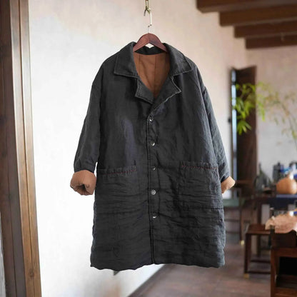 Vintage cotton-lined long parka coat with large pockets gray – Women