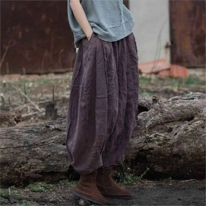 JNT Women Vintage Ramie Wide Leg Pants