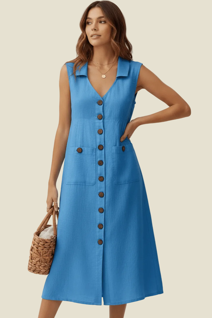women_fashion - littlescollectionCotton dressSienna Vintage Button-Front Midi Dress Womencasual dress women