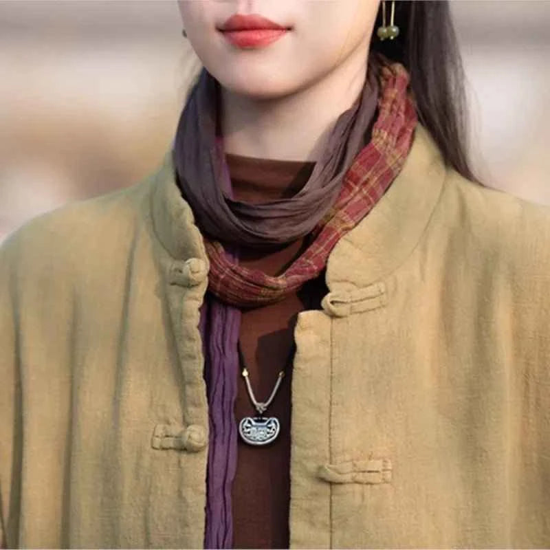 Vintage Ramie Parkas Stand Collar