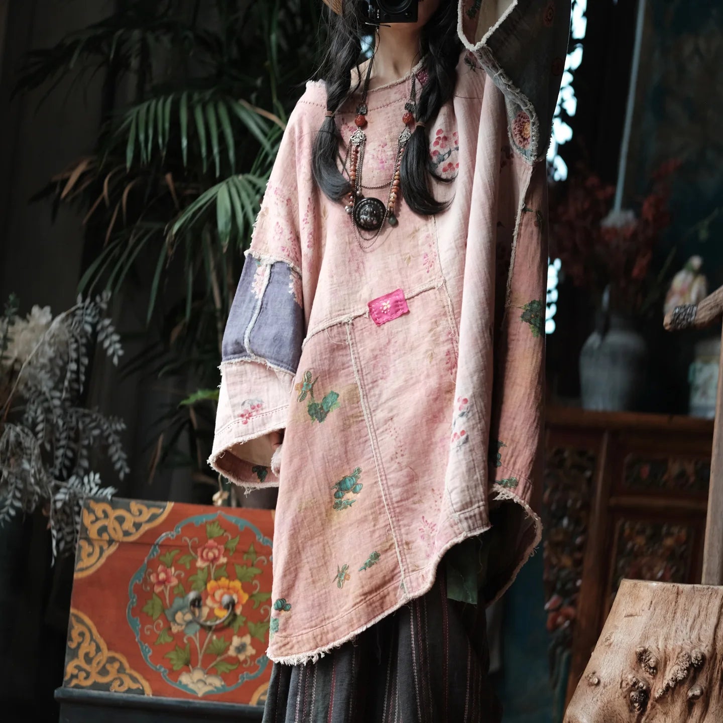 Cotton Patchwork Vintage Dress Women