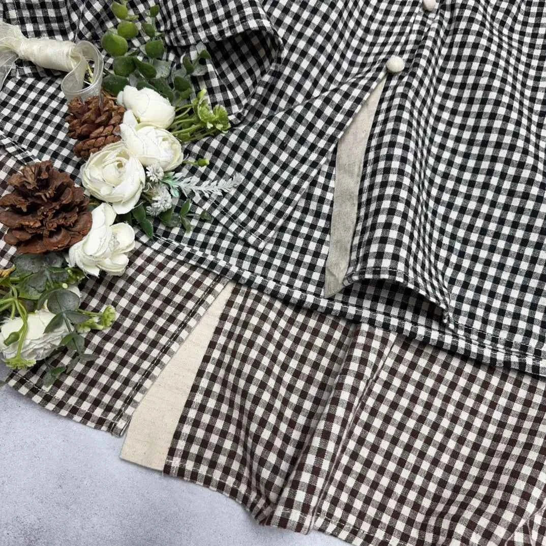 women_fashion - littlescollectionJNT Fungus Trim Collar Plaid Vintage Cotton Retro Blouseblouse for women