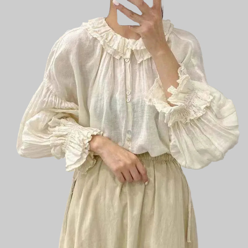 JNT Vintage Ruffles Collar Mori Blouse