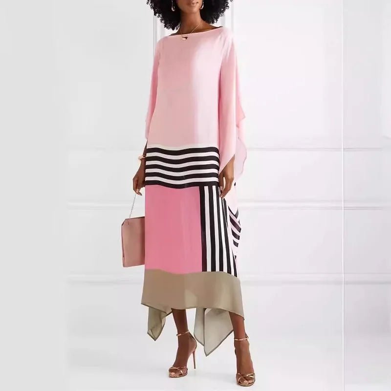 women_fashion - littlescollectionLong dressRetro Striped Patchwork Boho Print Maxi Dresses For Womenlong dress