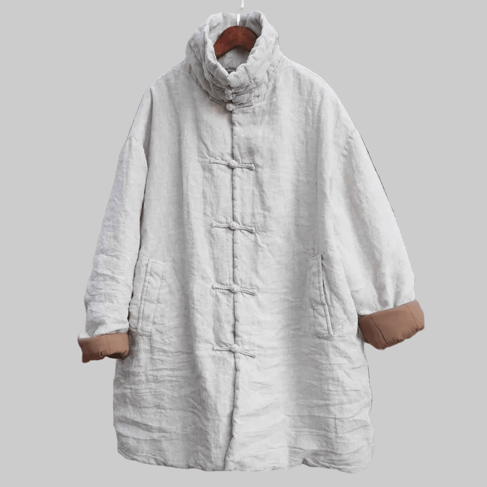 women_fashion - littlescollectionCoats JacketsJNT Women Vintage Vibes Turtleneck Linen Warm ParkasLinen parkas