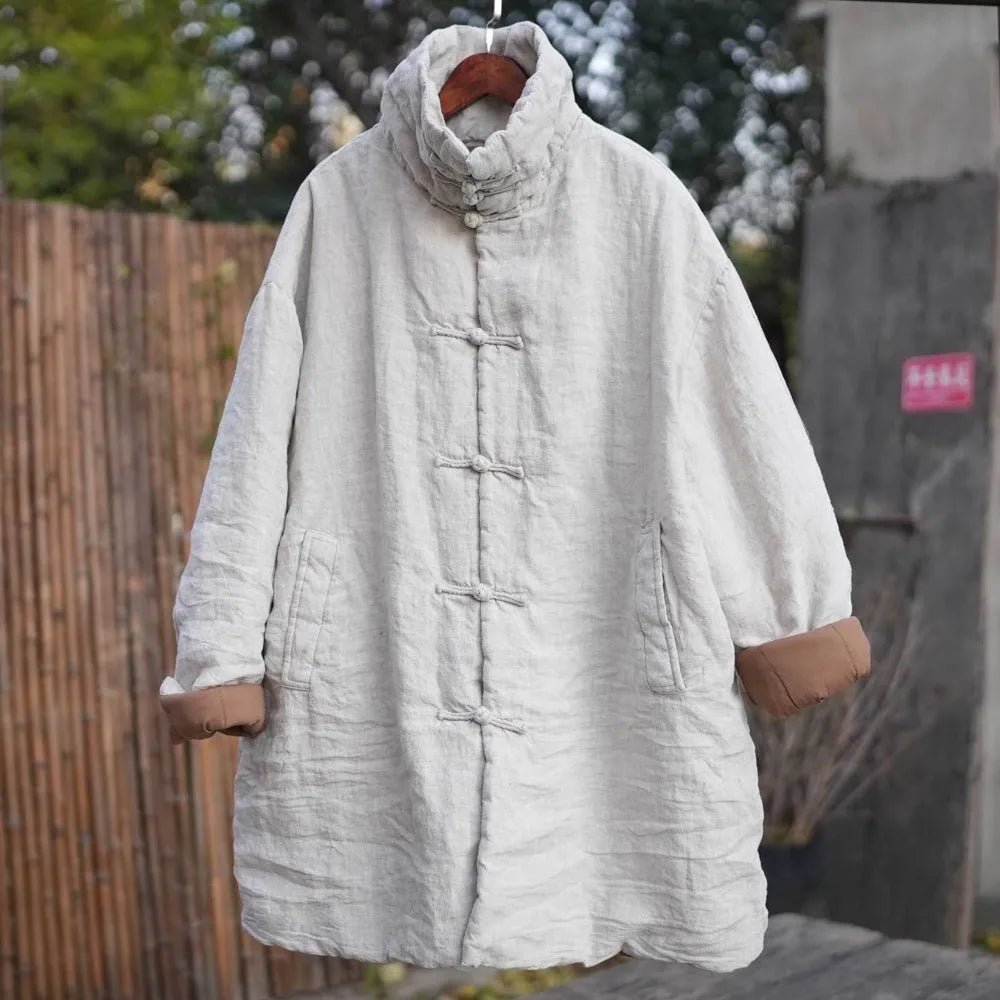 women_fashion - littlescollectionCoats JacketsJNT Women Vintage Vibes Turtleneck Linen Warm ParkasLinen parkas