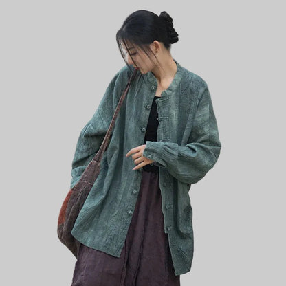 women_fashion - littlescollectionwomen linen JacketsJNT Women Vintage Ramie Cotton Linen Shirt Jackets