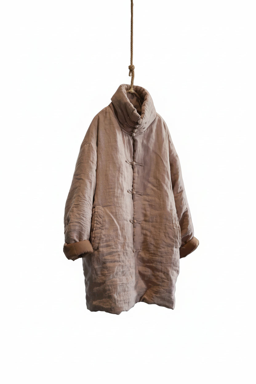 women_fashion - littlescollectionCoats JacketsJNT Women Vintage Vibes Turtleneck Linen Warm ParkasLinen parkas