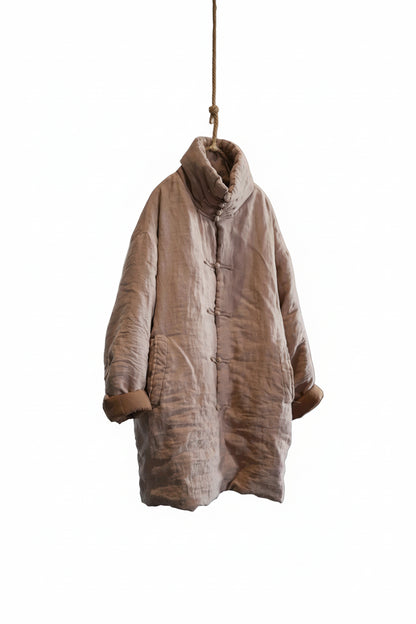 women_fashion - littlescollectionCoats JacketsJNT Women Vintage Vibes Turtleneck Linen Warm ParkasLinen parkas