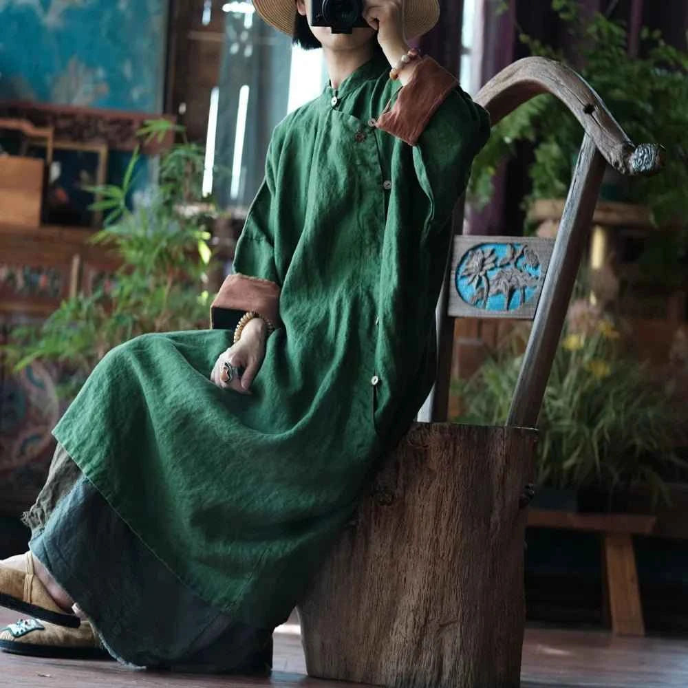 JNT Emerald Vintage Linen Dress