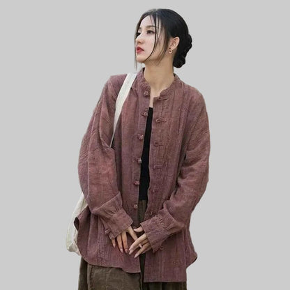 women_fashion - littlescollectionwomen linen JacketsVintage Ramie Cotton Linen Shirt Jacket Womenlinen jacket women