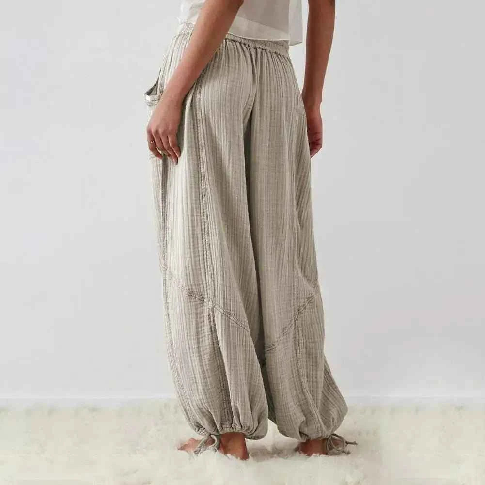 Women Harem Pants Summer Casual Vintage Cotton Linen