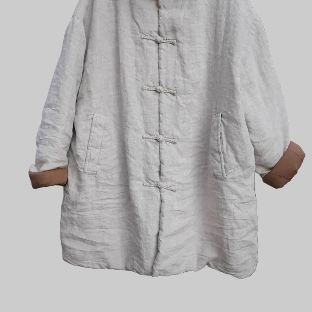 women_fashion - littlescollectionCoats JacketsJNT Women Vintage Vibes Turtleneck Linen Warm ParkasLinen parkas