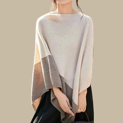 women_fashion - littlescollectionSweaterMerino Wool Cloak Pullover – Seamless Cashmere Shawl in Black, Gray &amp; Beigeoversizer pullovers