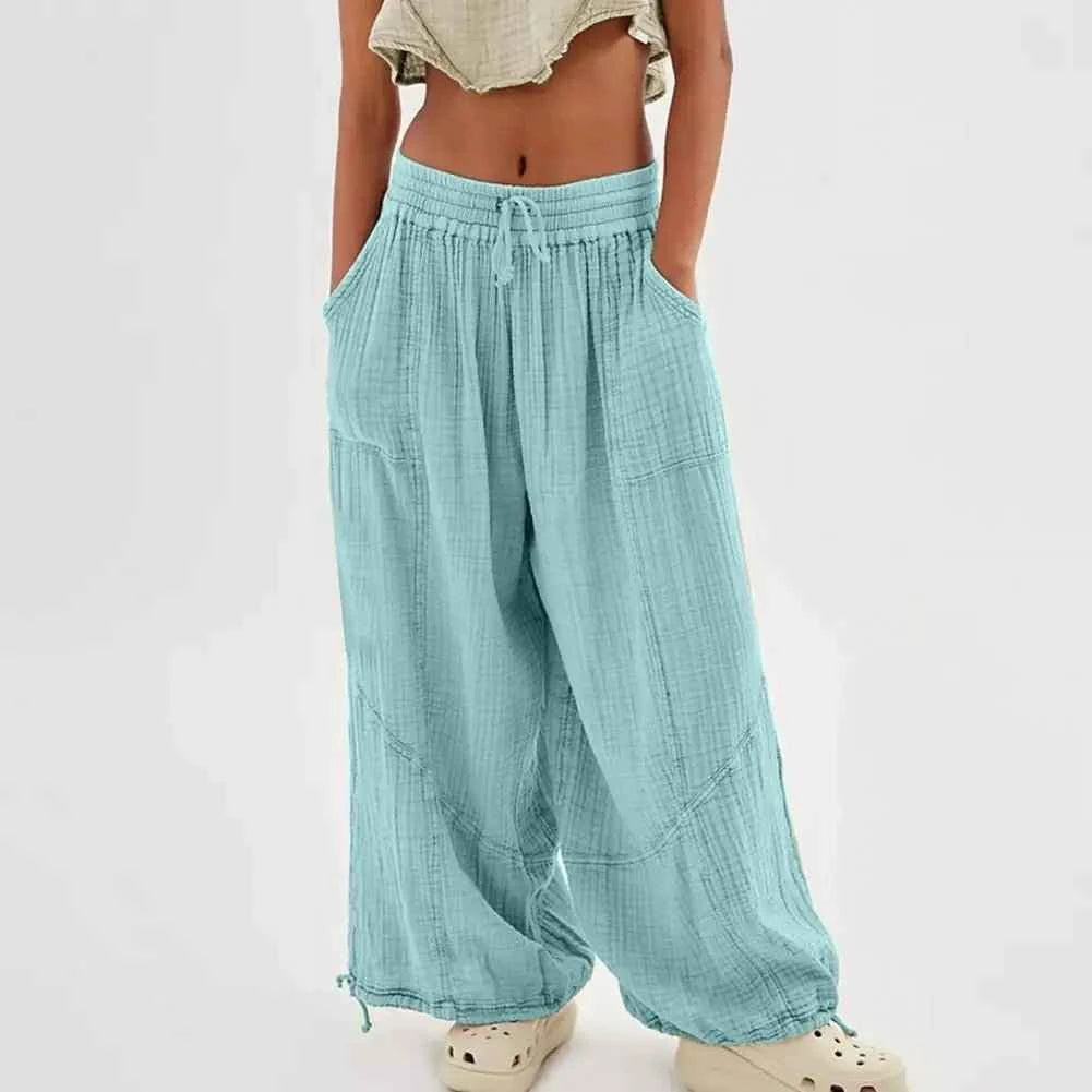 Women Harem Pants Summer Casual Vintage Cotton Linen
