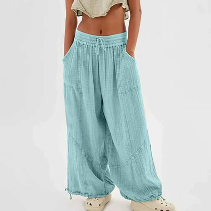 Women Harem Pants Summer Casual Vintage Cotton Linen
