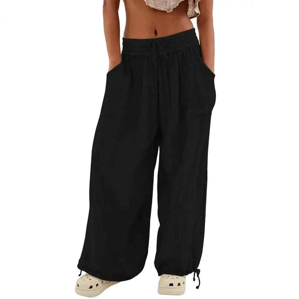Women Harem Pants Summer Casual Vintage Cotton Linen