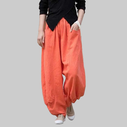 Women Vintage Literature Tie-dye Pants Cotton Linen