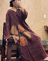 women_fashion - littlescollectionDressLinen V - Neck Floral Applique Midi Dress Womenfloral applique dress