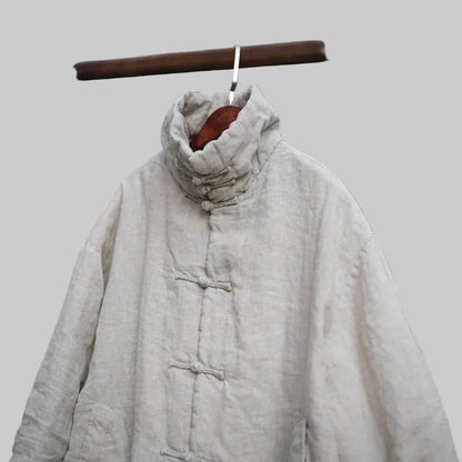 women_fashion - littlescollectionCoats JacketsJNT Women Vintage Vibes Turtleneck Linen Warm ParkasLinen parkas