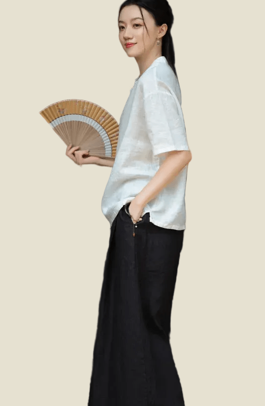 women_fashion - littlescollectionWomen pantsLinen Wide Leg Pants For Summerelastic waist pants