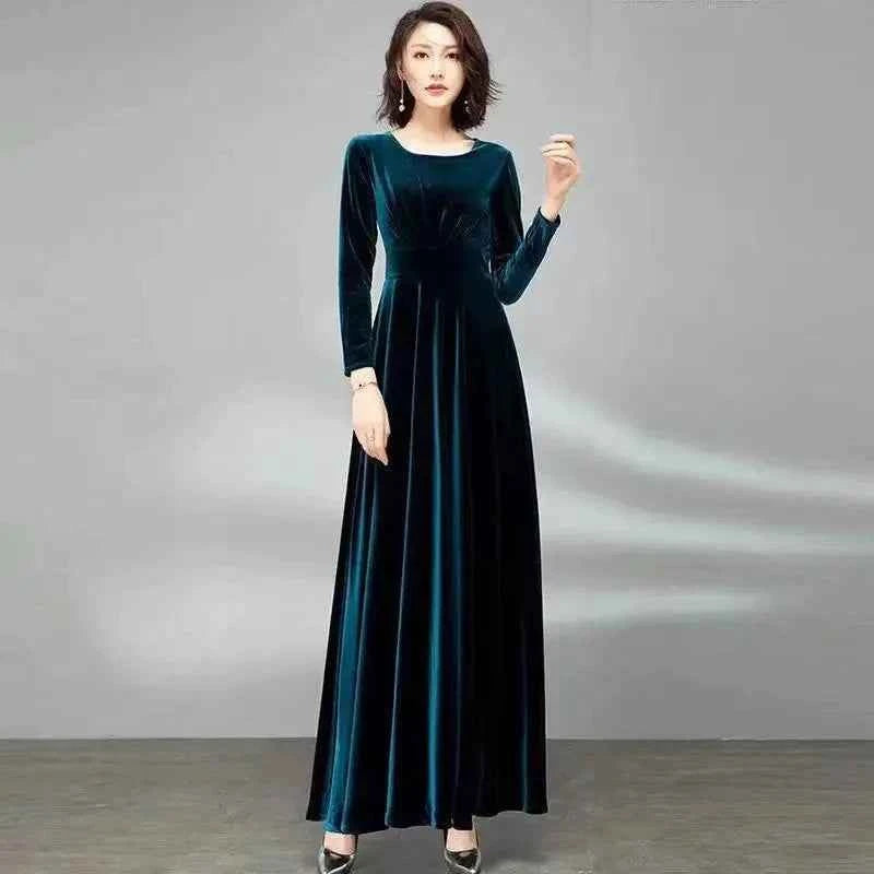 Golden Velvet Maxi Dress