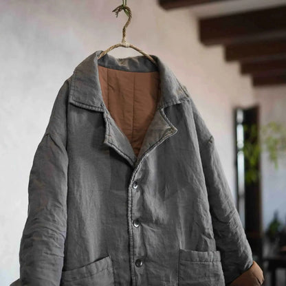 Vintage cotton-lined long parka coat with large pockets – Women