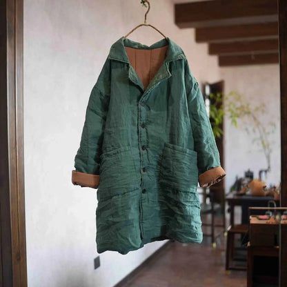 Vintage cotton-lined long parka coat with large pockets – Women