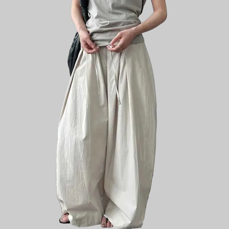 women_fashion - littlescollectionPantsJNT Cotton High - waisted Versatile Lace - up Straight - leg Pantslittlescollection
