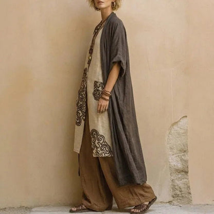 women_fashion - littlescollection3 - piece setBoho Kimono 3 Piece Set Wide Leg Pants Womencasual - outfit