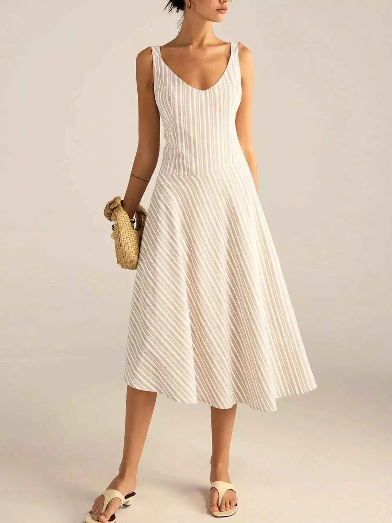 Striped Cotton Midi Dress Plus Size