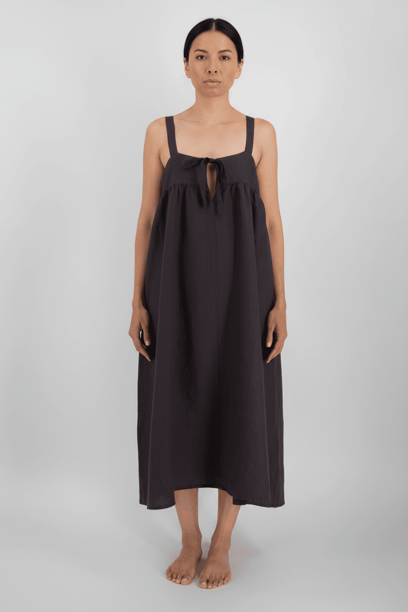 Linen Midi Strap Dress Linen casual dress