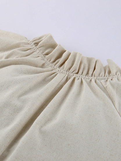 women_fashion - littlescollectionlinen dressSienna Tie Neck Flounce Sleeve Maxi Dress Womencotton - linen