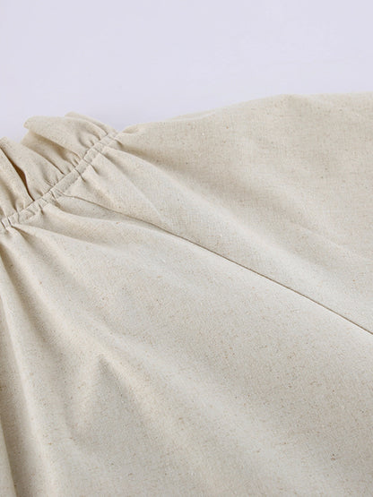 women_fashion - littlescollectionlinen dressSienna Tie Neck Flounce Sleeve Maxi Dress Womencotton - linen