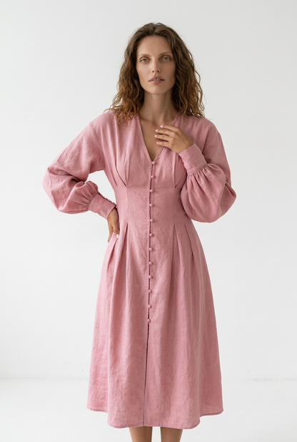 Toscana Button Down Linen Dress