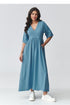 women_fashion - littlescollectionDressV - Neck Maxi Daydress | Waistline Cut Cotton Blendmaxi dress