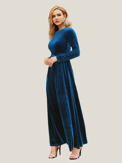 Tie Front Long Velvet Maxi Dress