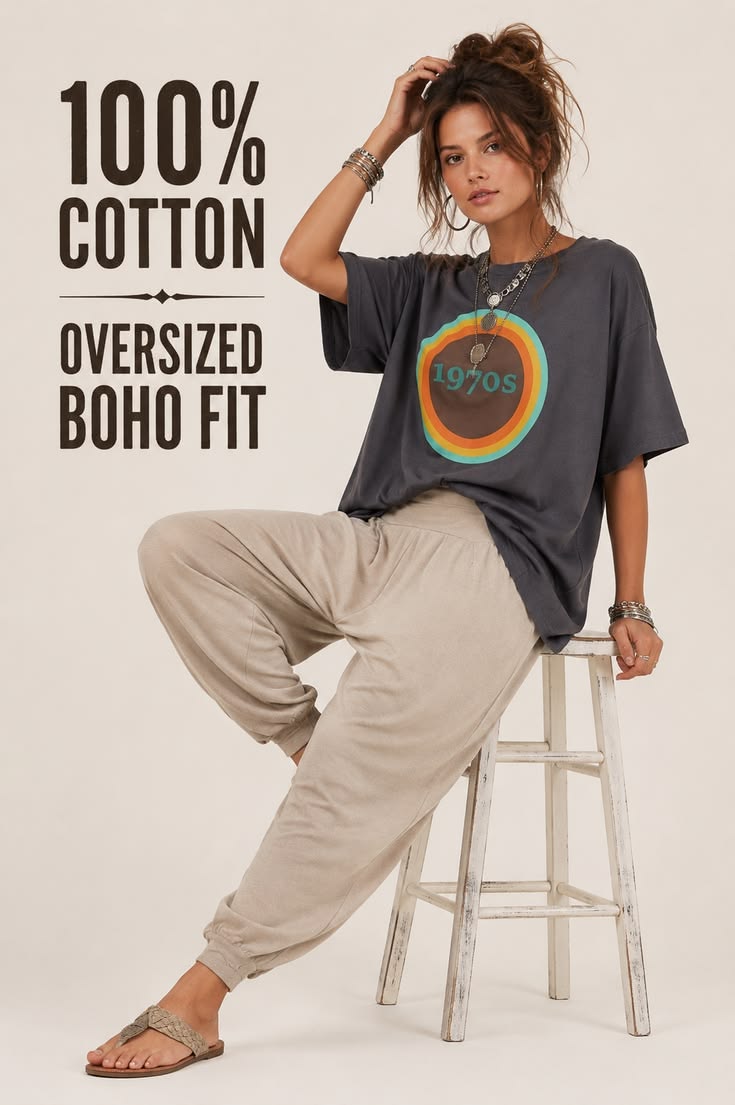 BohoLittlesEdit - tshirt - Oversized Heavyweight Graphic T-Shirt Women