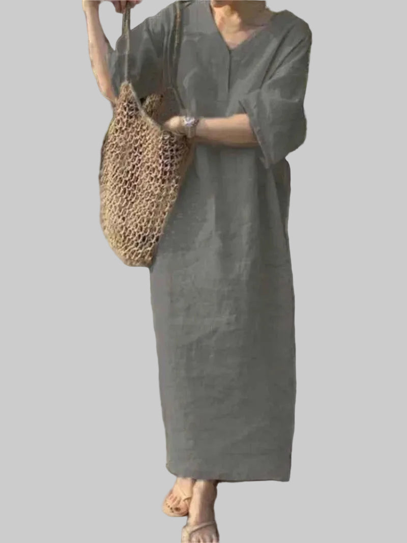 Vintage Simple Style Lady Maxi Dress