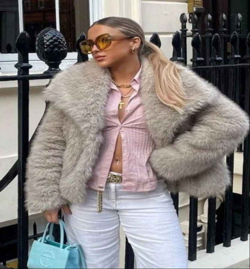 Winter Plush Coat Fashion Thicken Lapel