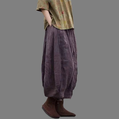 JNT Women Vintage Ramie Wide Leg Pants