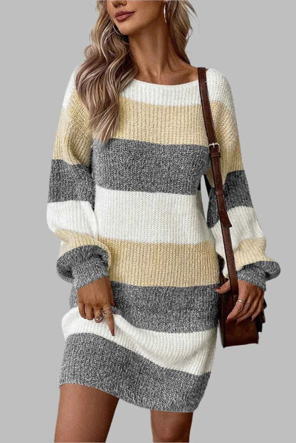 Color Block Sweater Midi Dress 