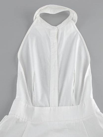 women_fashion - littlescollectionCotton dressBackless Button - Front Sleeveless Cotton Maxi DressChic Charm