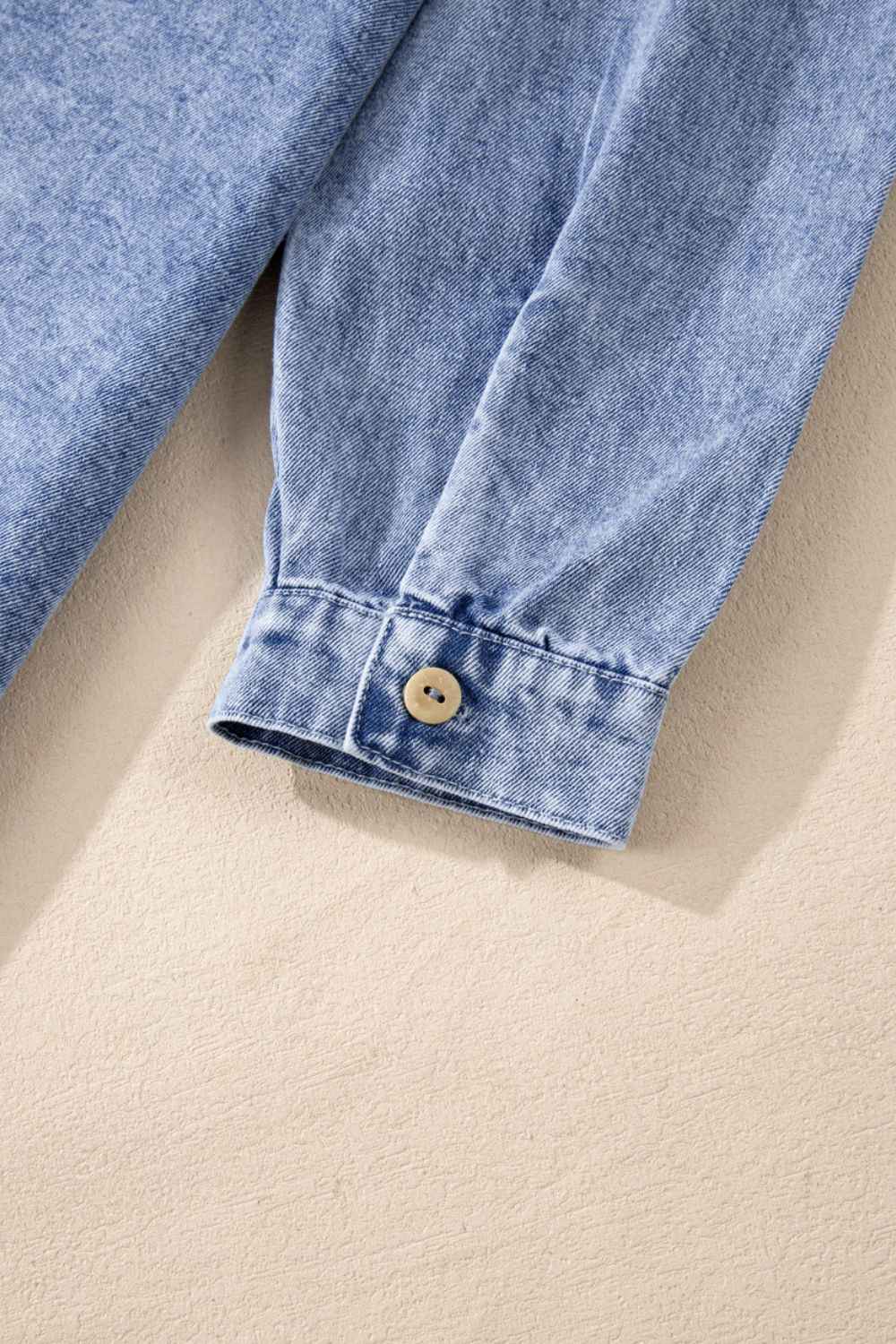 Raw Hem Long Sleeve Denim Cotton Dress