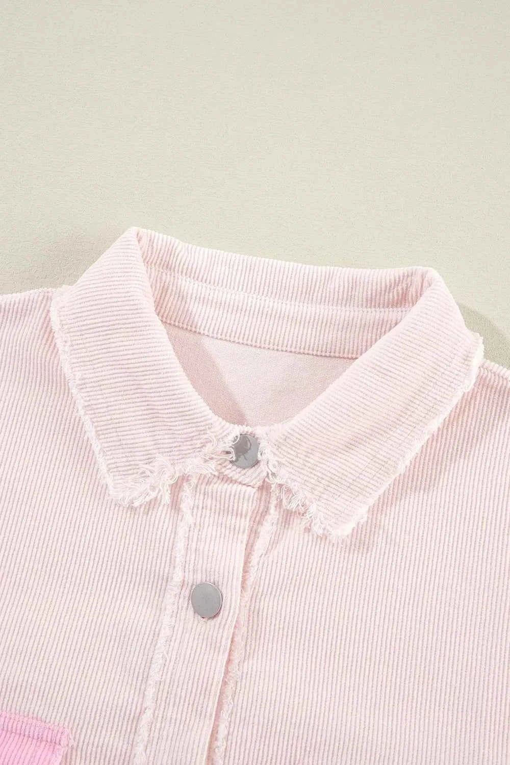 women_fashion - littlescollectionShacketTwo - tone Color Block Exposed Seam Corduroy Cotton Shacket
