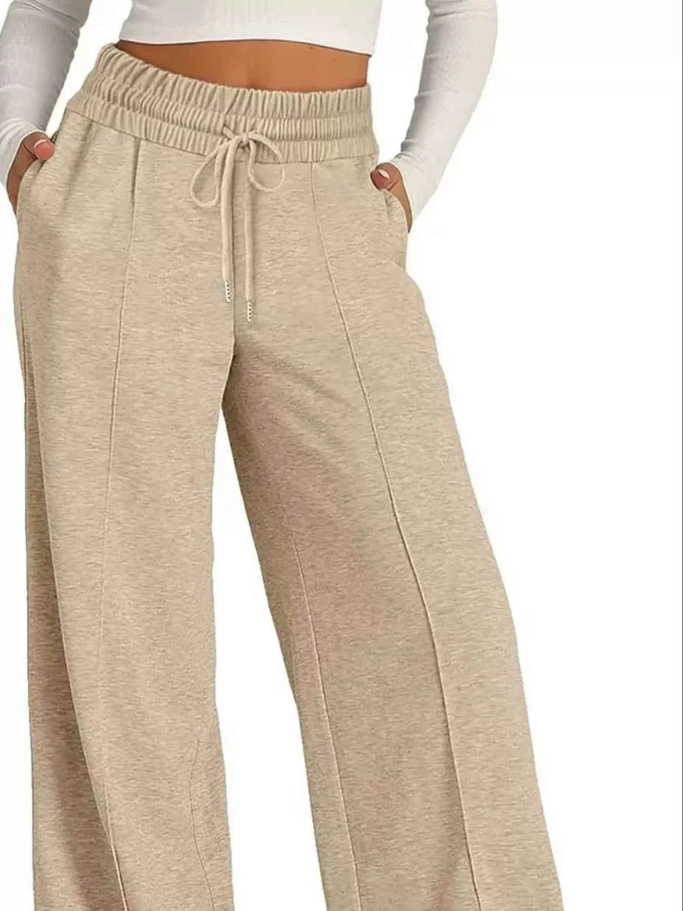 women_fashion - littlescollectionsweatpantsWide Leg Drawstring Sweatpants Womencomfortable pants women
