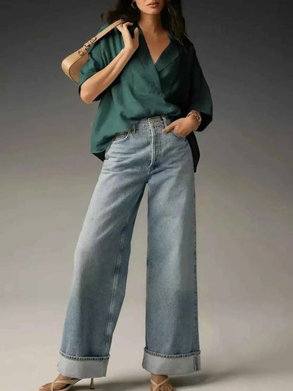 Collared Neck Half Sleeve Blouse