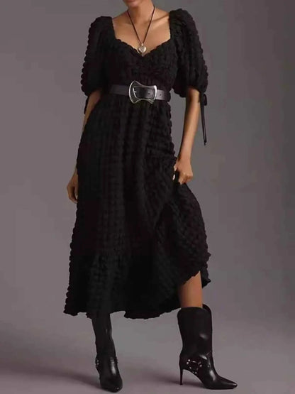 women_fashion - littlescollectionDressSweetheart Neck Puff Sleeve Vintage Textured DressShipping delay Feb 1 - Mar 1