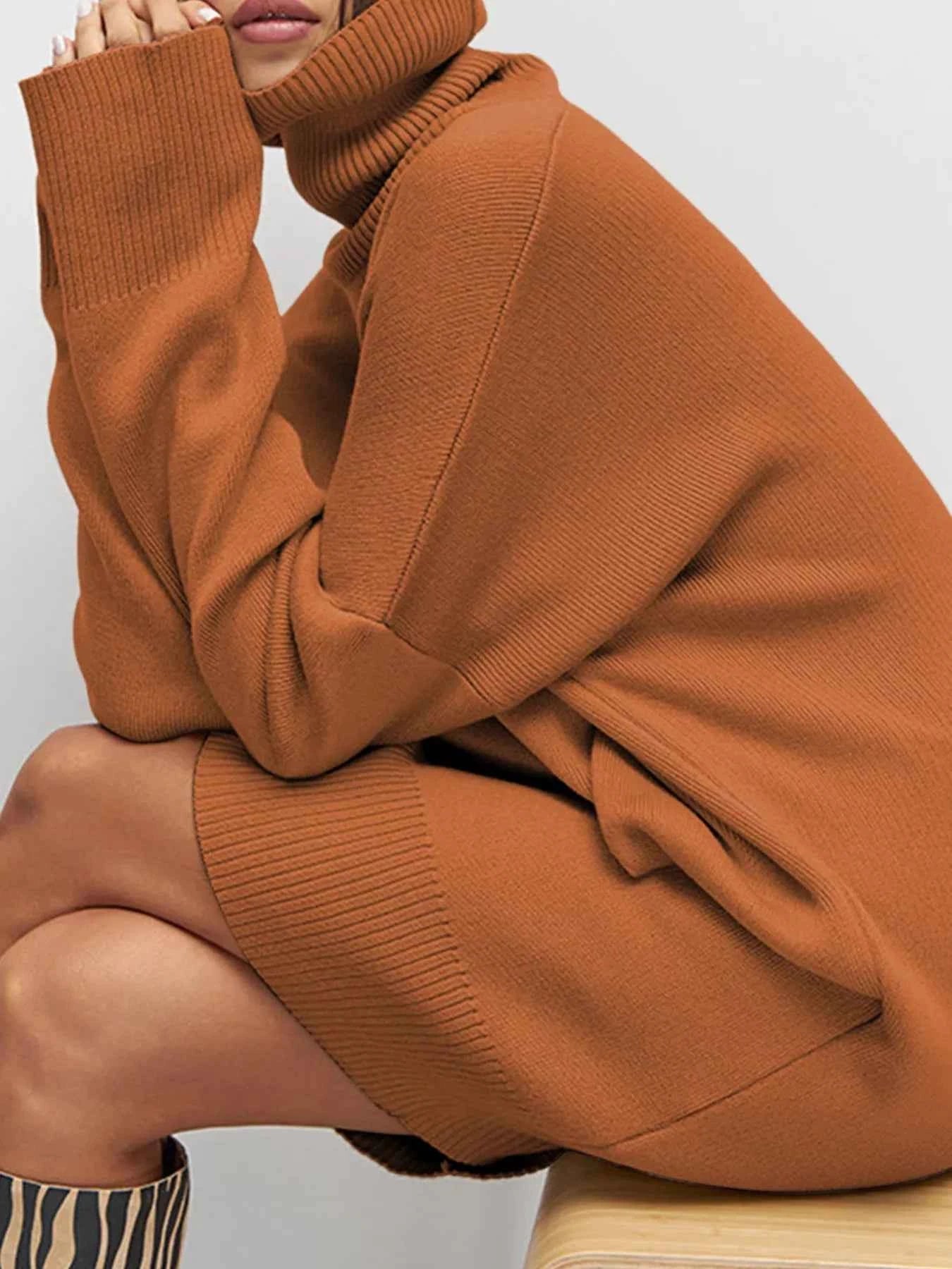 women_fashion - littlescollectionSweater dressesSolid Color Drop Shoulder Sweater Dresschristmas dresses
