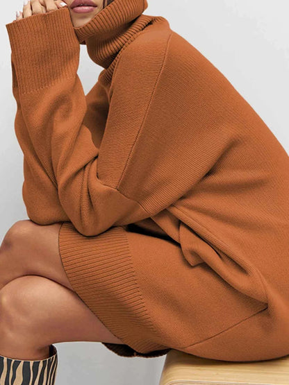 women_fashion - littlescollectionSweater dressesSolid Color Drop Shoulder Sweater Dresschristmas dresses
